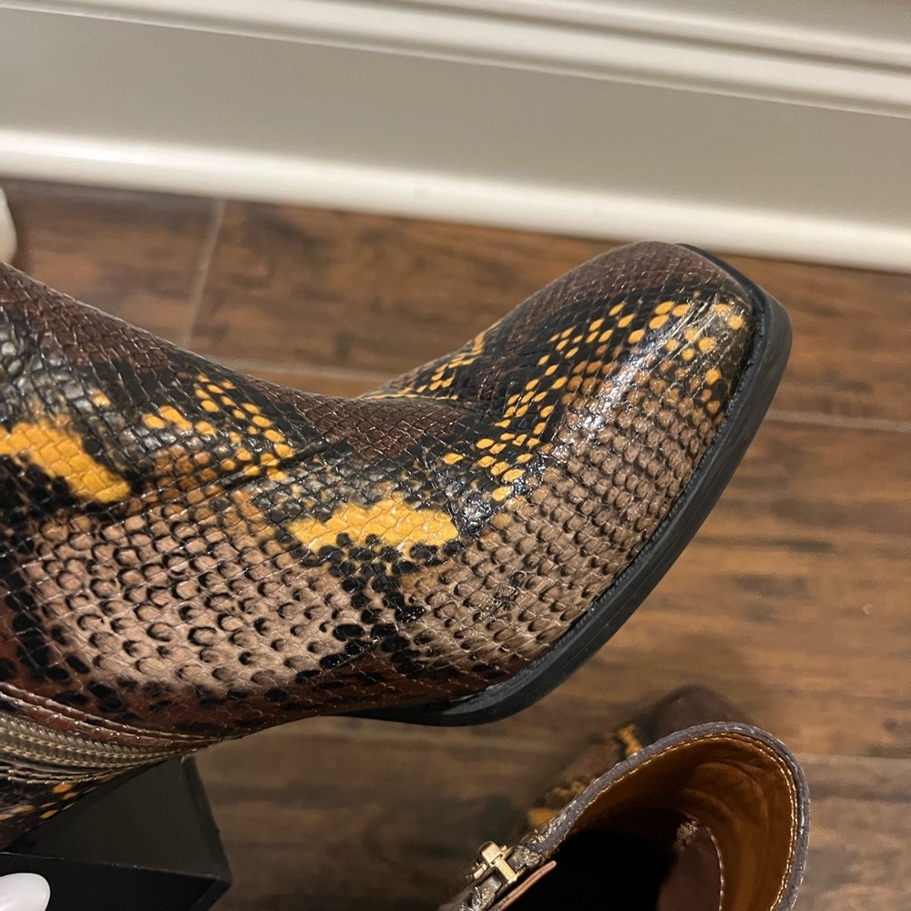Franco Sarto Generous Snake Print Block Heel Ankl… - image 8